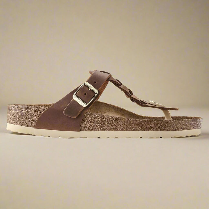 Birkenstock Gizeh Braided Thong Sandal | Oiled Leather | Cognac