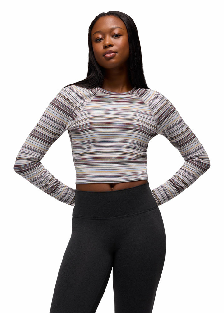 prAna Heavana Long Sleeve | Almond Microstripe