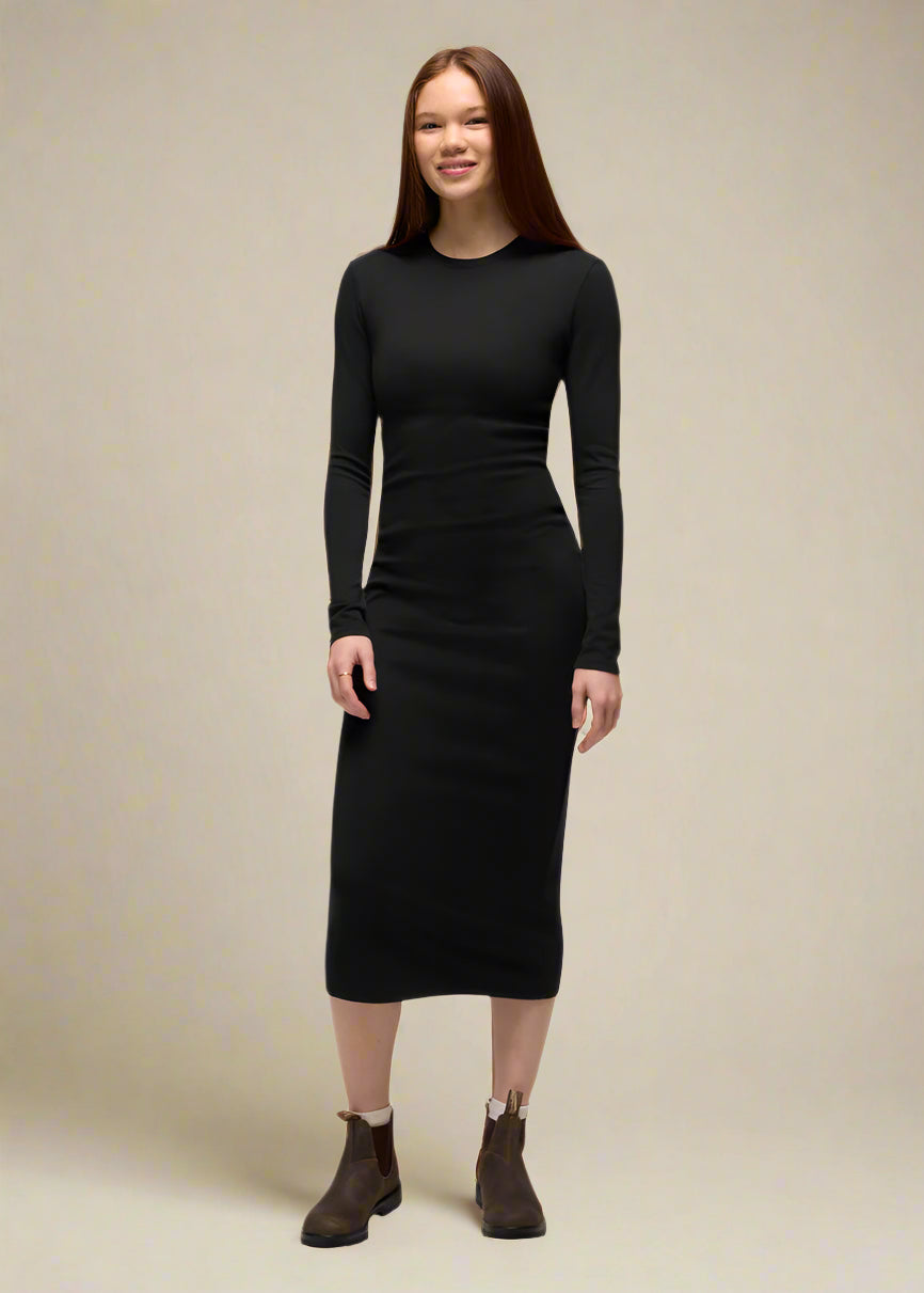 Prana Lotus Midi Dress Women's Dress Black : XL (Women's 12-14)