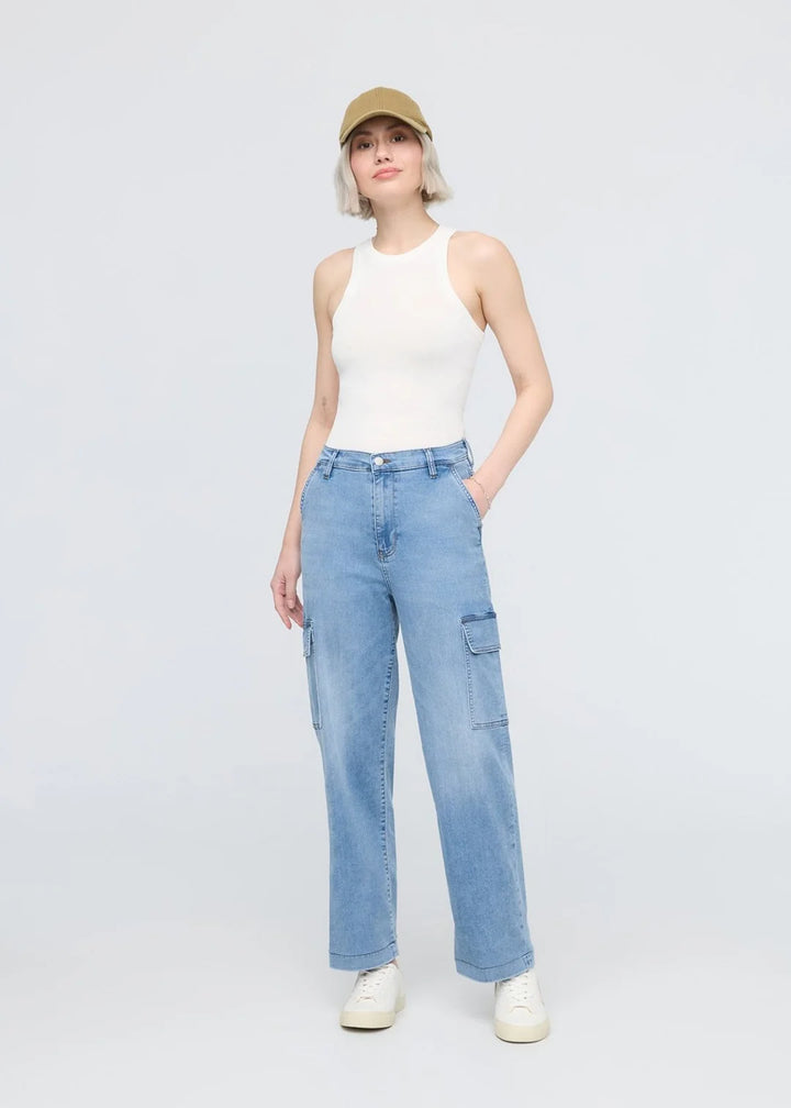Duer Performance Denim Lite High Rise Cargo | Pacific