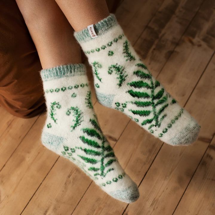 Siberia Spirit Women's Fiddle-Leaf Forest Merino Wool Crew Socks