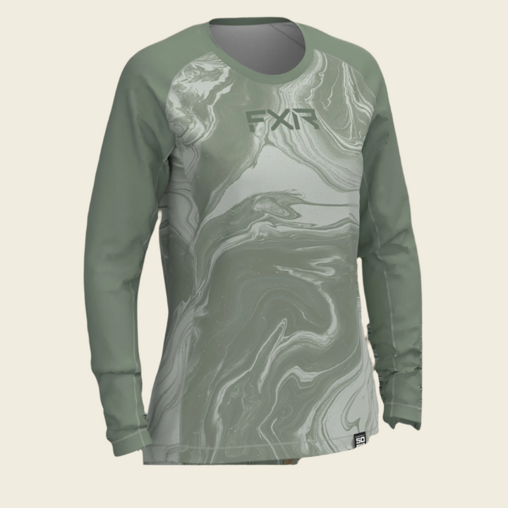 FXR W Attack UPF Longsleeve 22 Dusty Green Marble