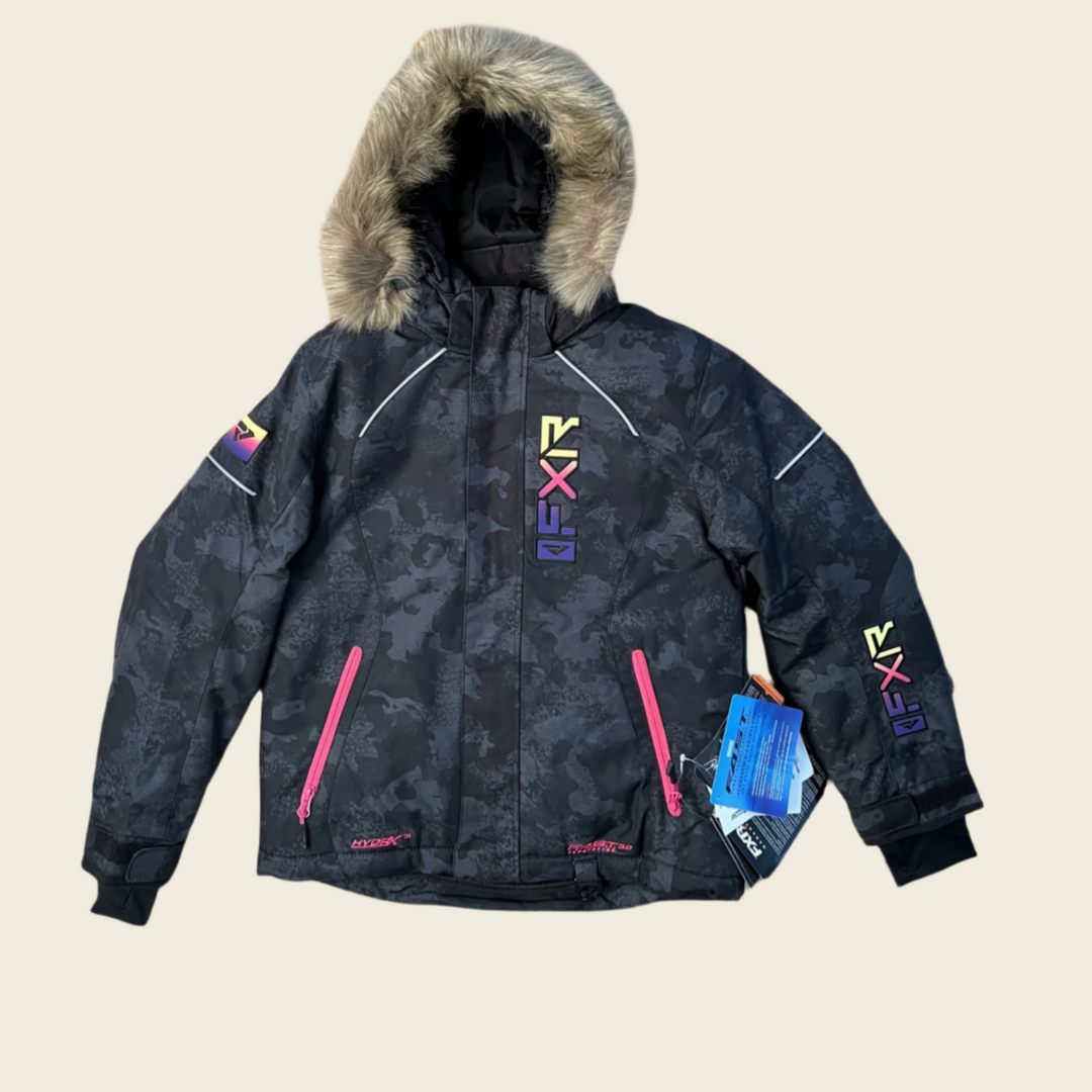 FXR Youth Fresh Jacket Black Camo Neon Fusion