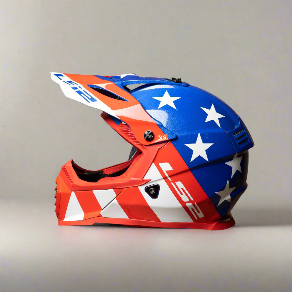 LS2 Gate Stripes Helmet | Red/Gloss White/Blue
