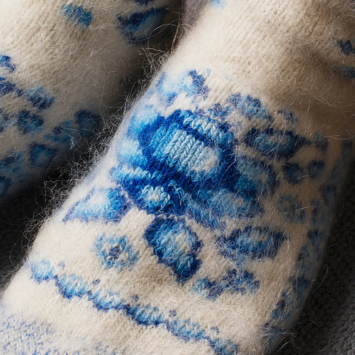Siberia Spirit Women's Winter Florals Thick Goat Wool Crew Socks