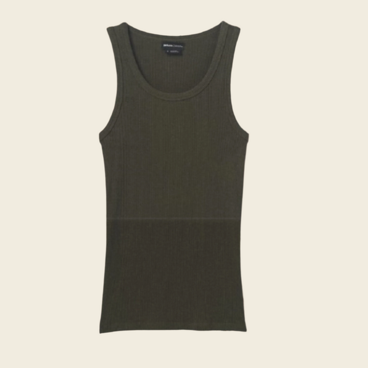 Prana W's Foundation Rib Tank Cargo Green heather