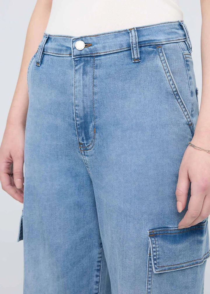 Duer Performance Denim Lite High Rise Cargo | Pacific