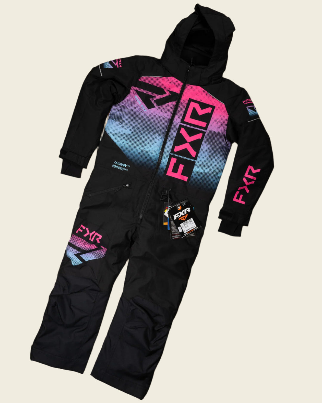 FXR Youth Helium Monosuit Black Sky Pink Haze