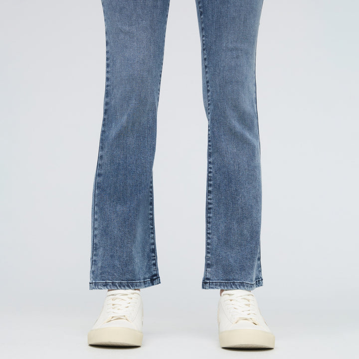 Duer Women's No Sweat Denim High Rise Kick Flare | Textured Indigo