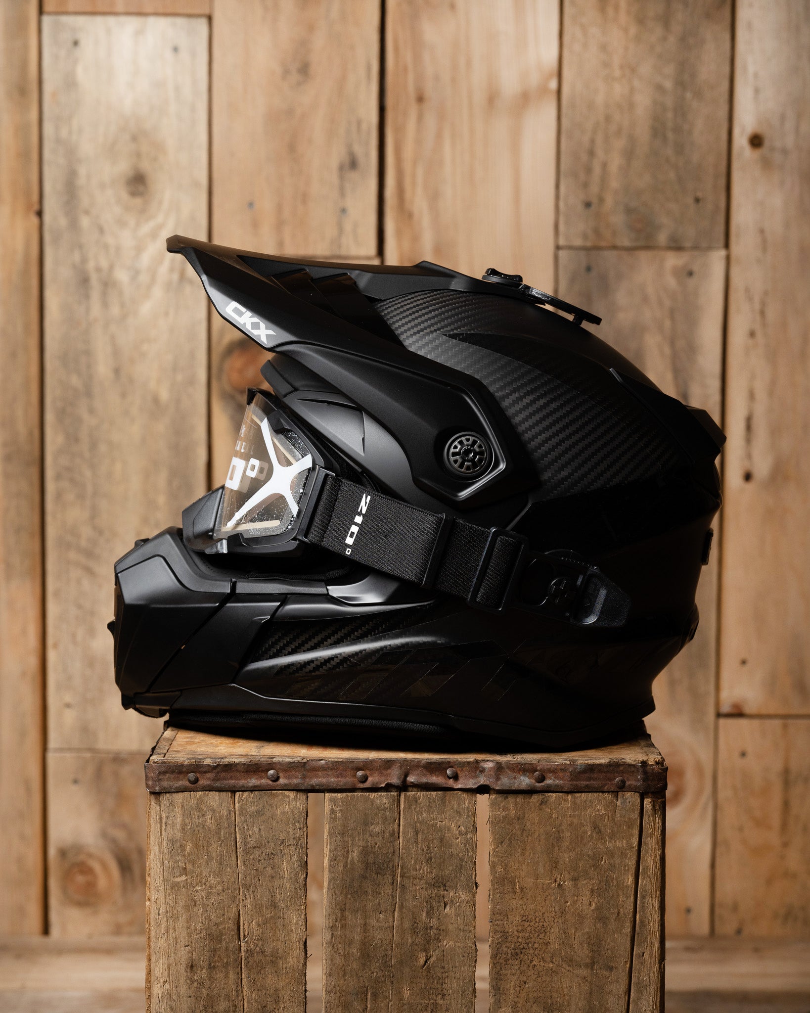 CKX Titan Original Carbon Helmet - Trail and Backcountry Solid - Included  210° Goggles