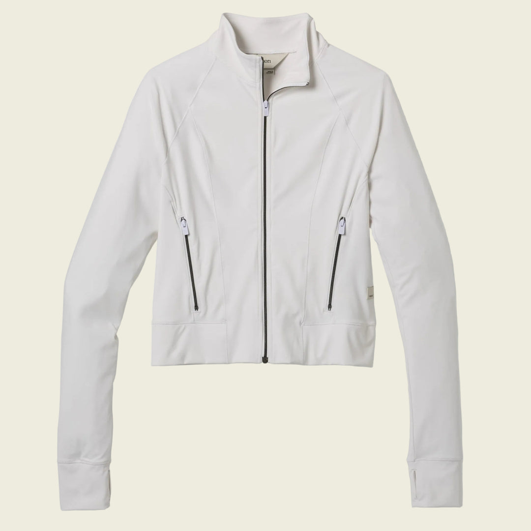 Light gray jacket with zippers on a white background