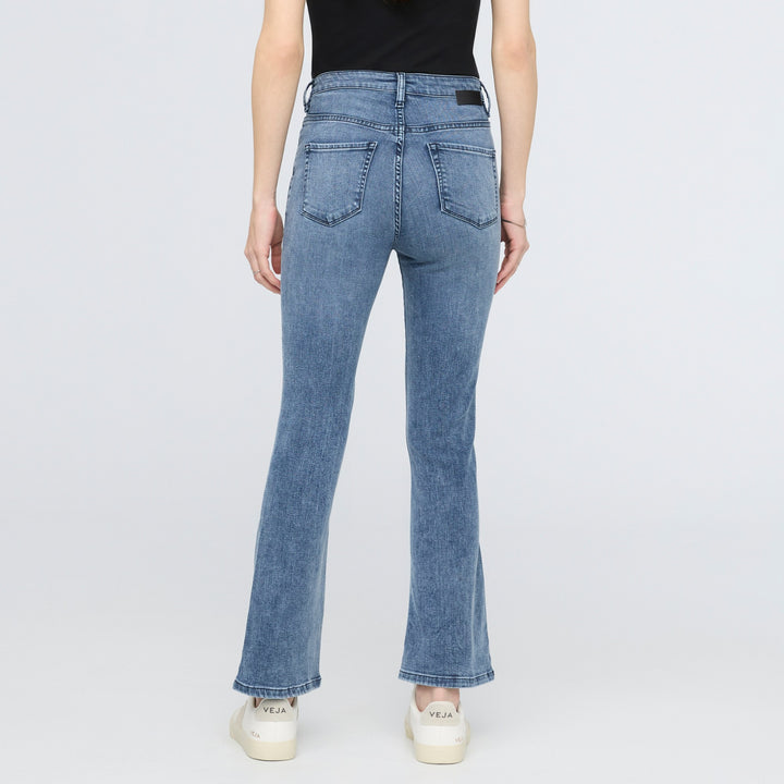 Duer Women's No Sweat Denim High Rise Kick Flare | Textured Indigo