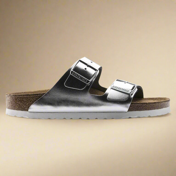Birkenstock Arizona| Soft Footbed Leather Metallic Silver