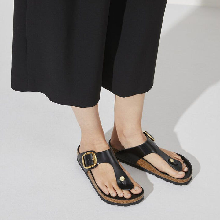 Birkenstock Gizeh Big Buckle Slide Sandal High Shine Black