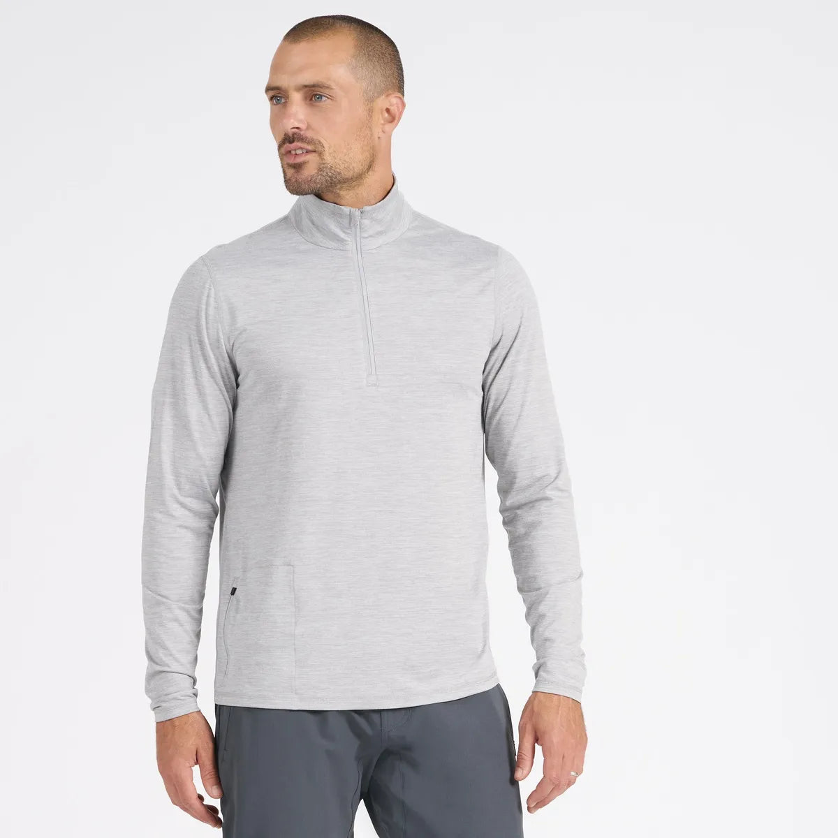 Vuori Men's Ease Performance Half Zip | Heather Grey