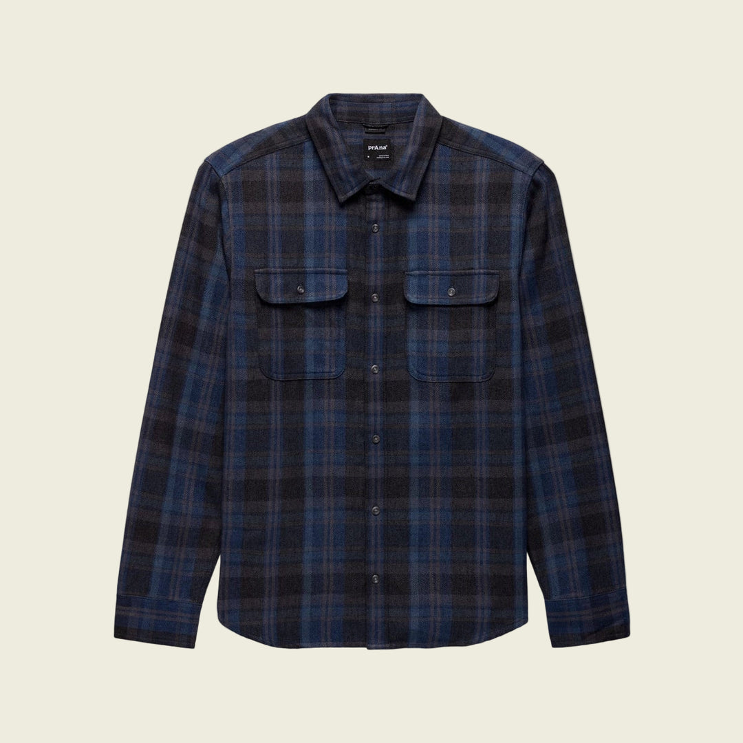Plaid shirt with two front pockets on a white background