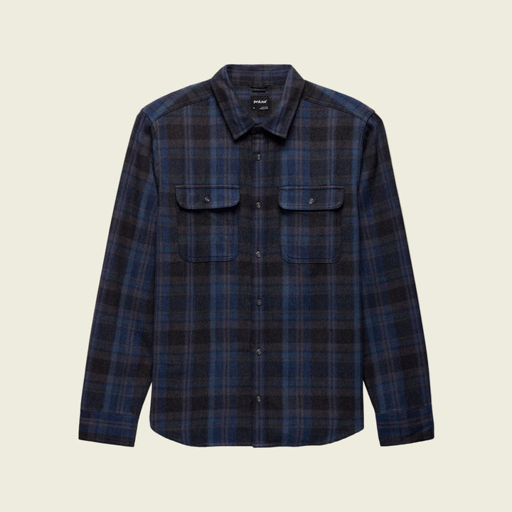 Plaid shirt with two front pockets on a white background