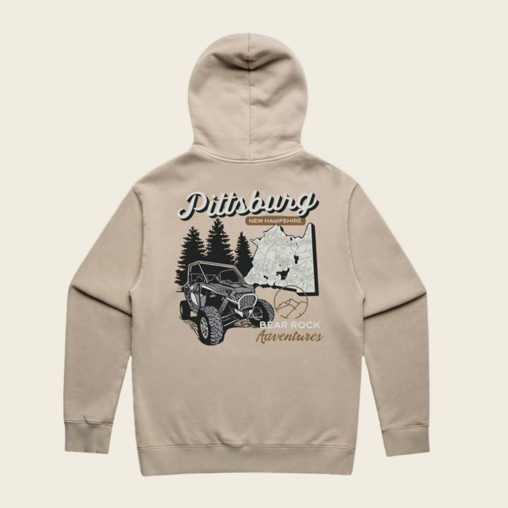 Bear Rock Premium | ATV Pittsburg NH Hoodie Faded Taupe Back