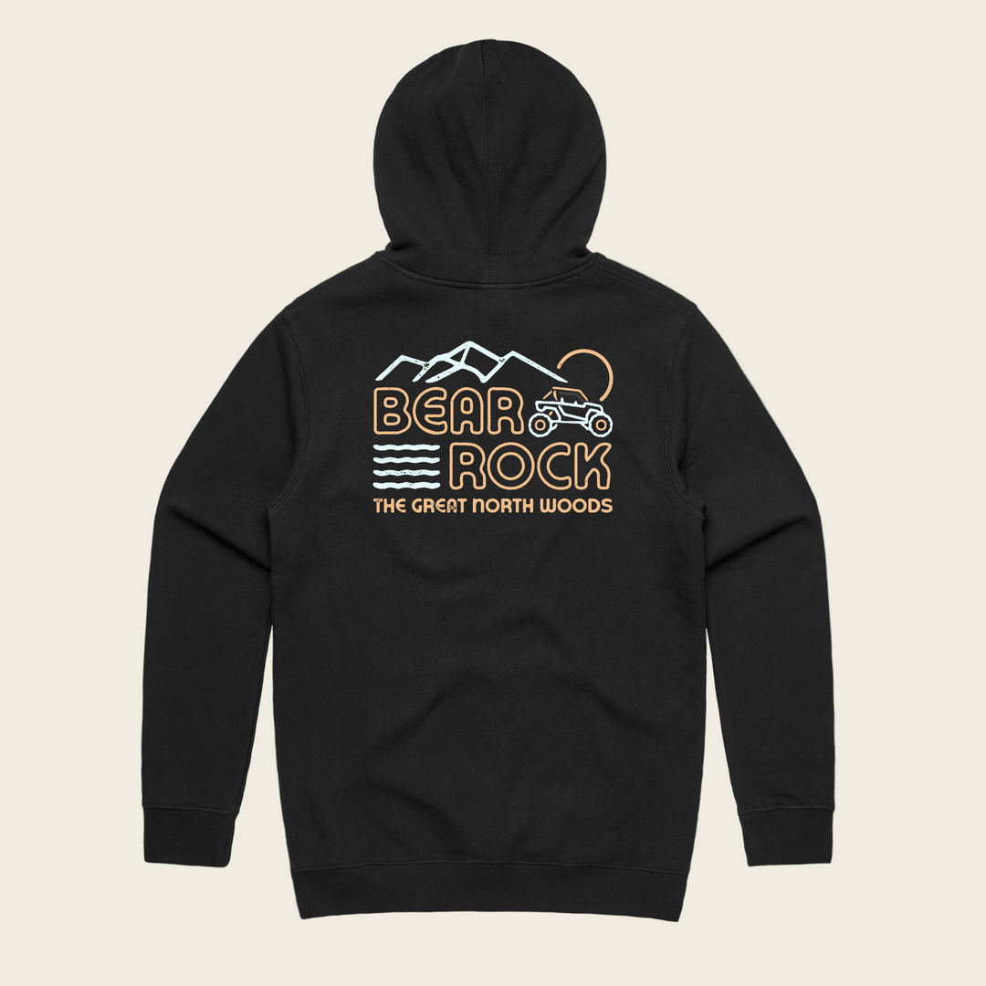 Bear Rock Premium | Great North Woods Hoodie Back | Coal