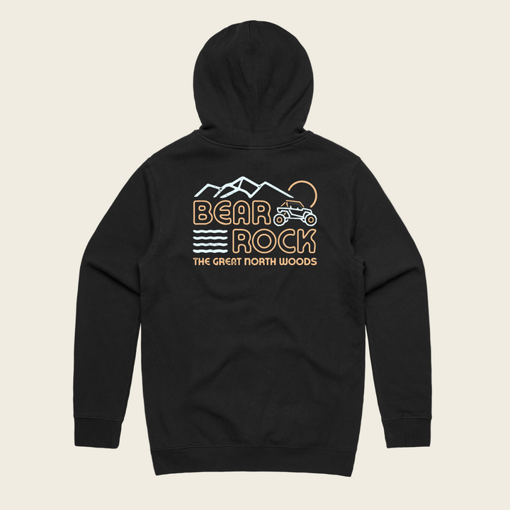 Bear Rock Premium | Great North Woods Hoodie Back | Coal