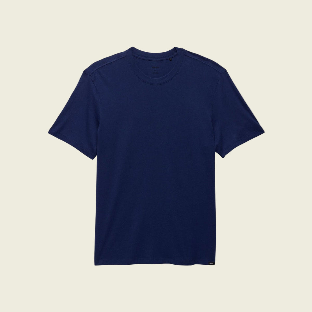 Navy blue t-shirt on a white background