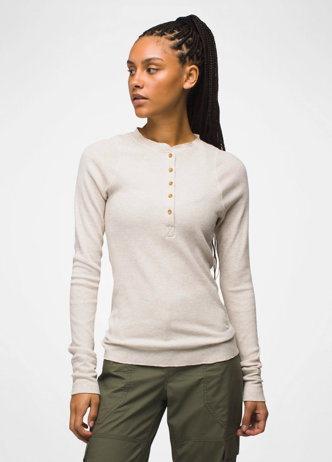 Prana W's Touchstone Henley Oatmeal Heather