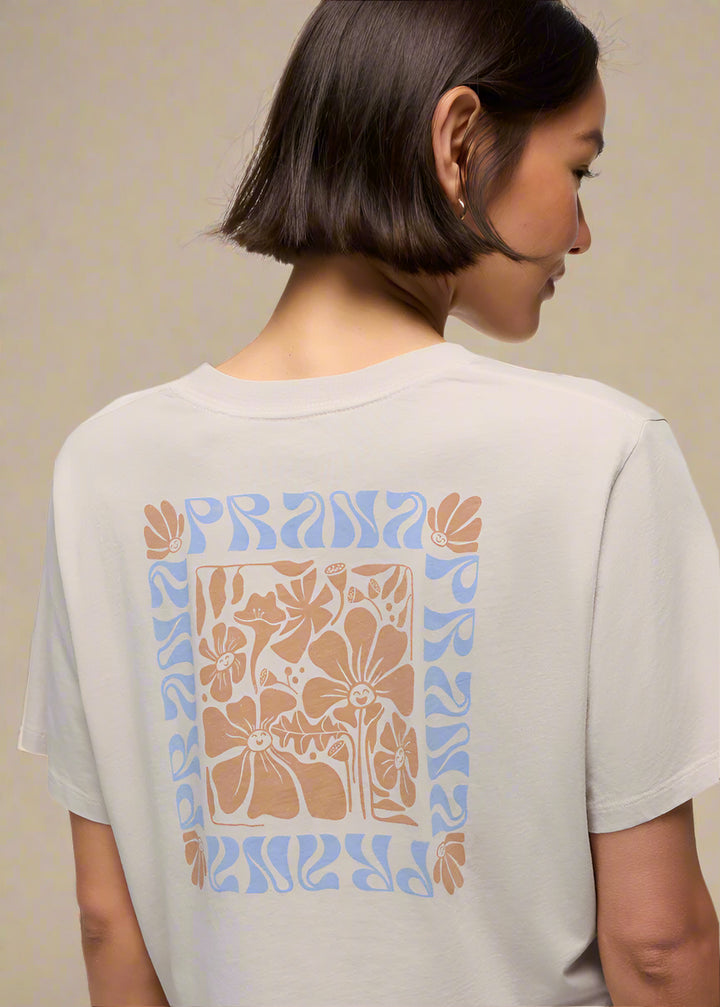 prAna Everyday Graphic Crop Tee | Almond Good Vibes