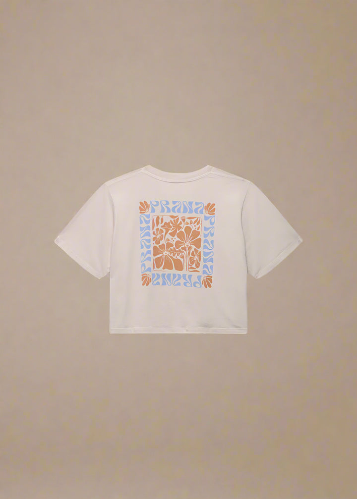 prAna Everyday Graphic Crop Tee | Almond Good Vibes