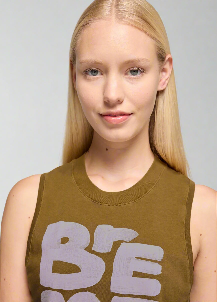 Prana Women's Everyday Graphic Tank | Retro Olive / Luminous Breathe