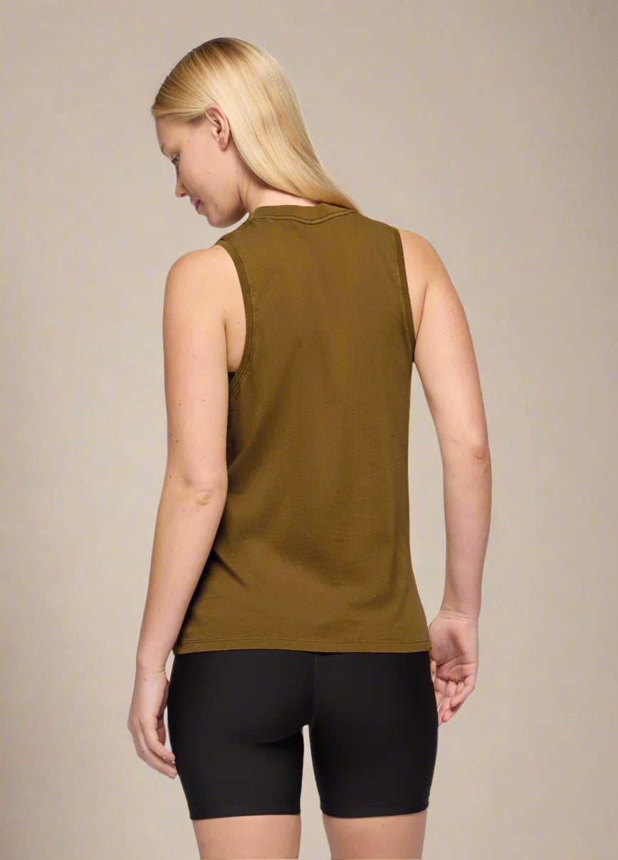 Prana Women's Everyday Graphic Tank | Retro Olive / Luminous Breathe