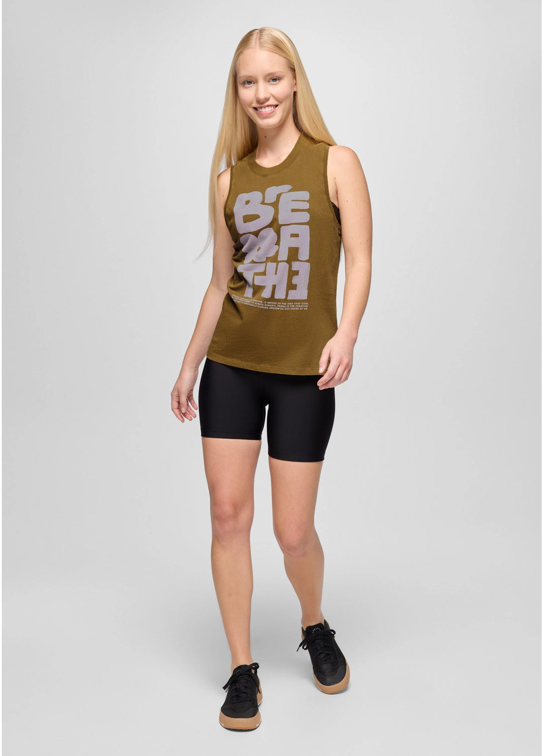 Prana Women's Everyday Graphic Tank | Retro Olive / Luminous Breathe