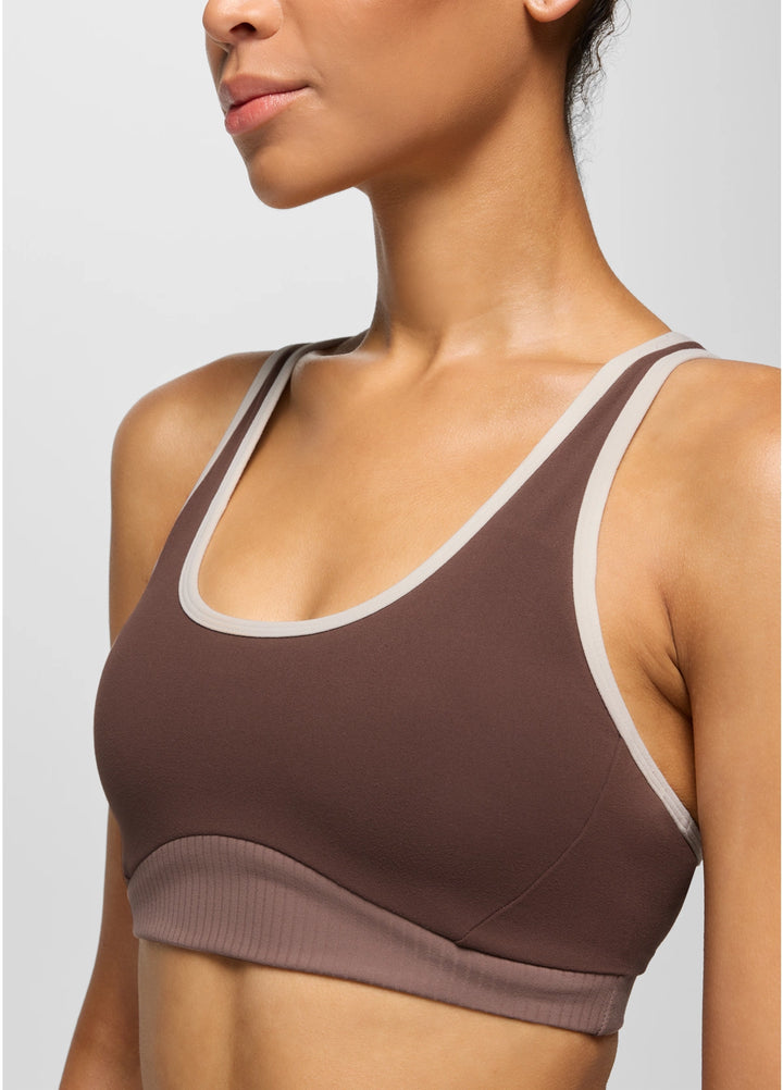 Prana  Women's Luxara Salutations Bra | Mocha Colorblock