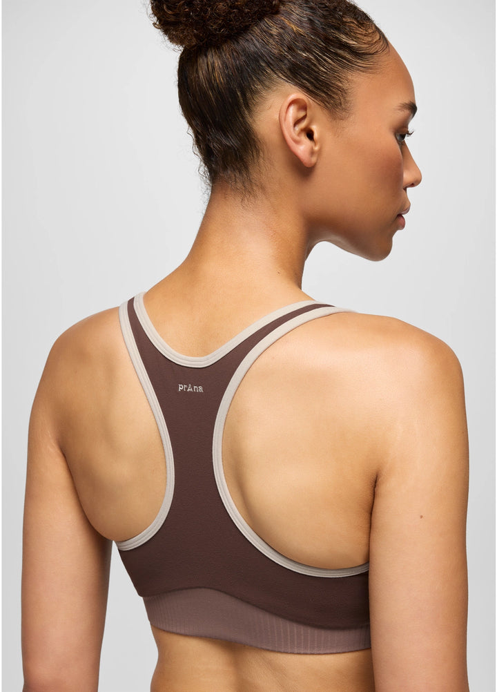 Prana  Women's Luxara Salutations Bra | Mocha Colorblock