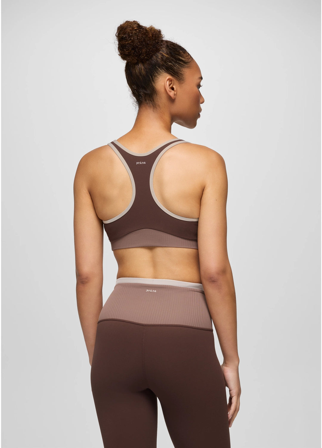 Prana  Women's Luxara Salutations Bra | Mocha Colorblock