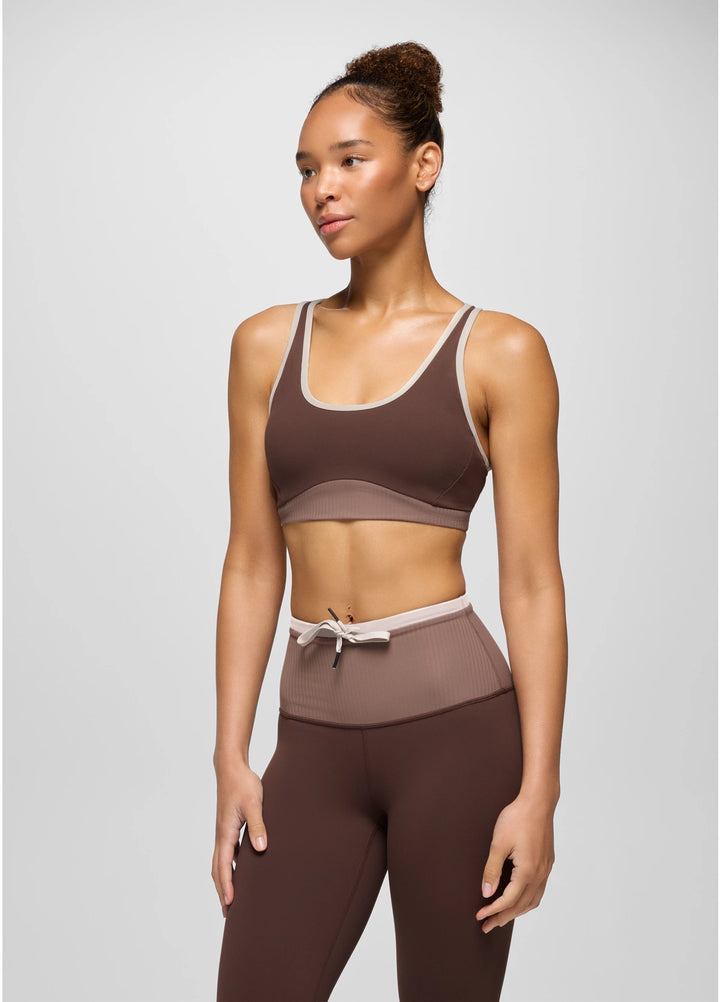 Prana  Women's Luxara Salutations Bra | Mocha Colorblock