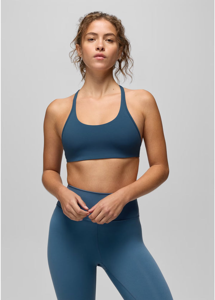 prAna Luxara Racerback Bra | Bluff Blue