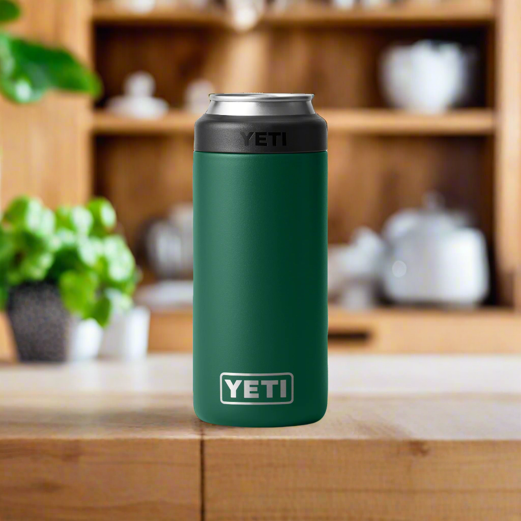 Yeti Rambler 12oz Slim Can Colster | Black Forest Green