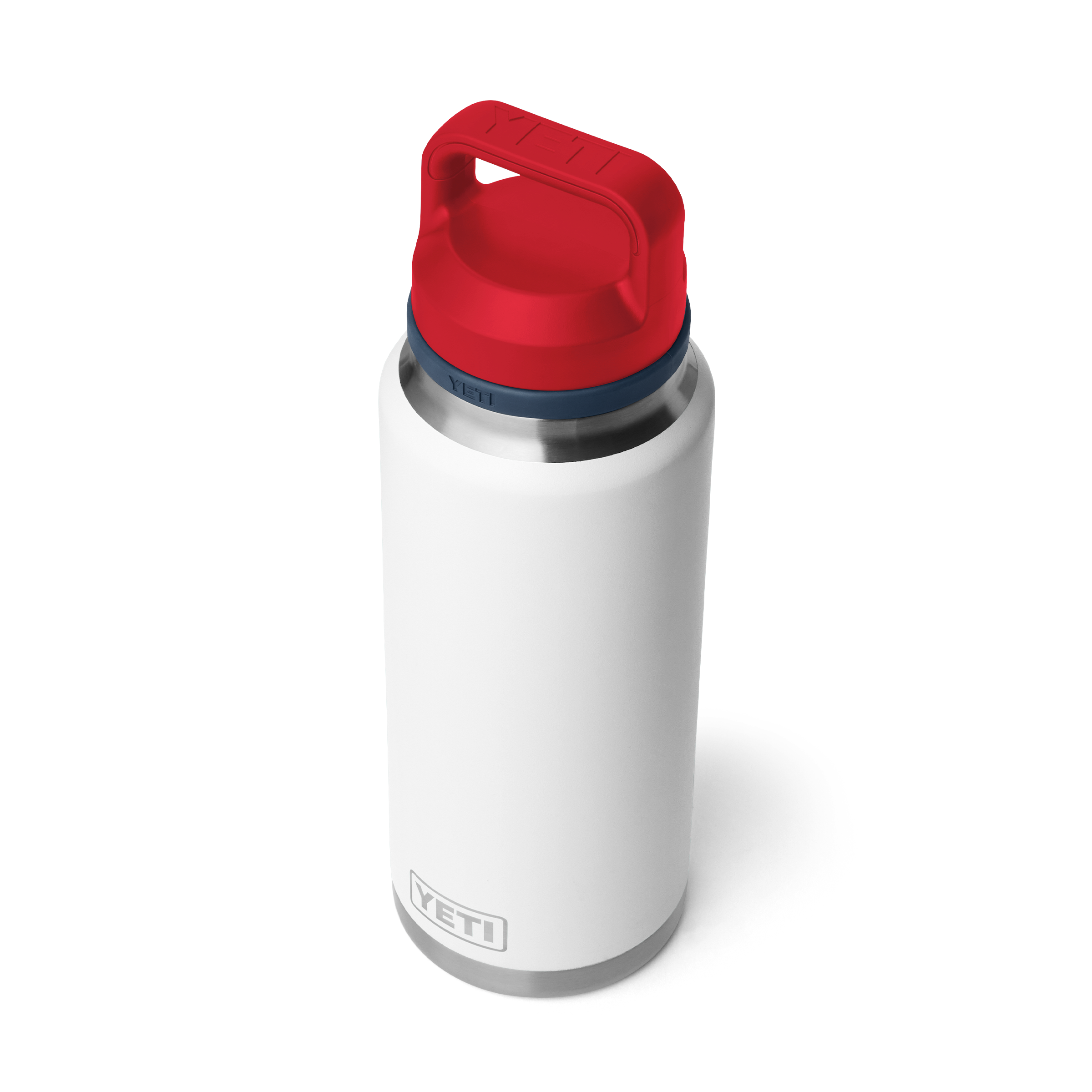 Yeti Rambler 36 oz Bottle w/Chug Cap White Navy Rescue Red