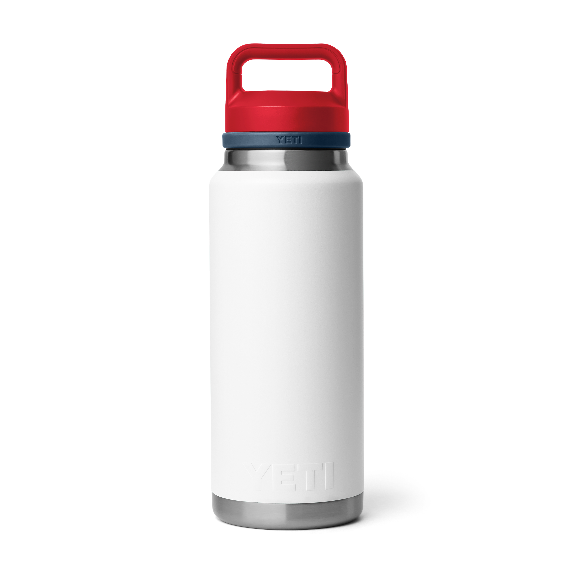 Yeti Rambler 36 oz Bottle w/Chug Cap White Navy Rescue Red