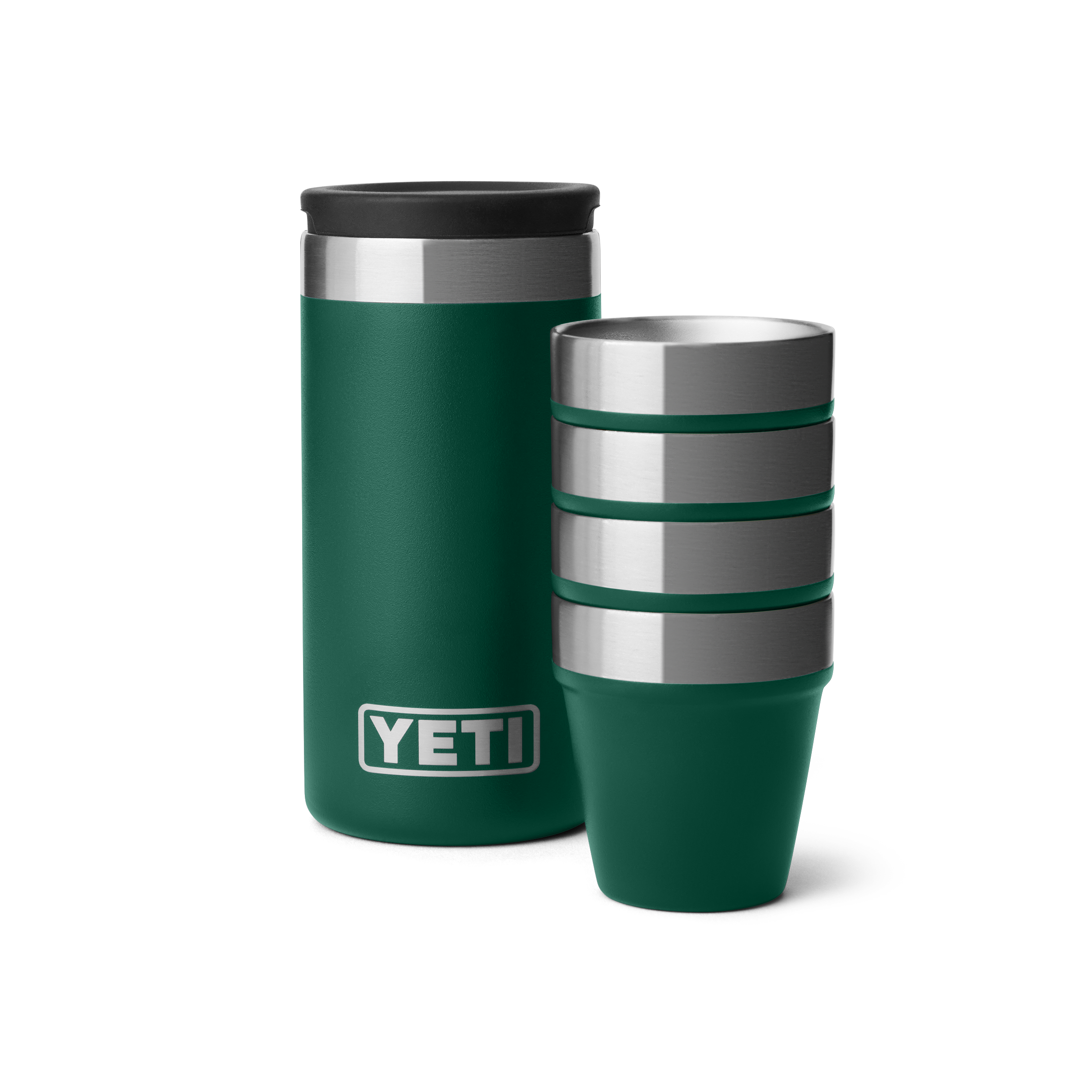 Yeti Shot Glasses & Case | Black Forest Green