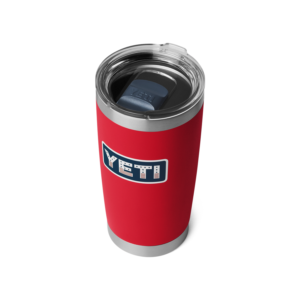 Red YETI tumbler on a white background