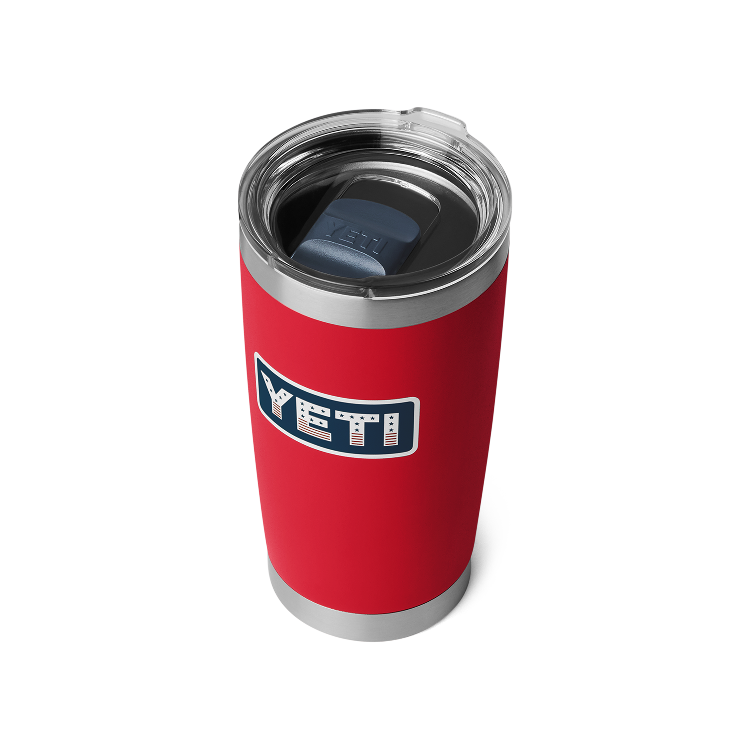 Red YETI tumbler on a white background