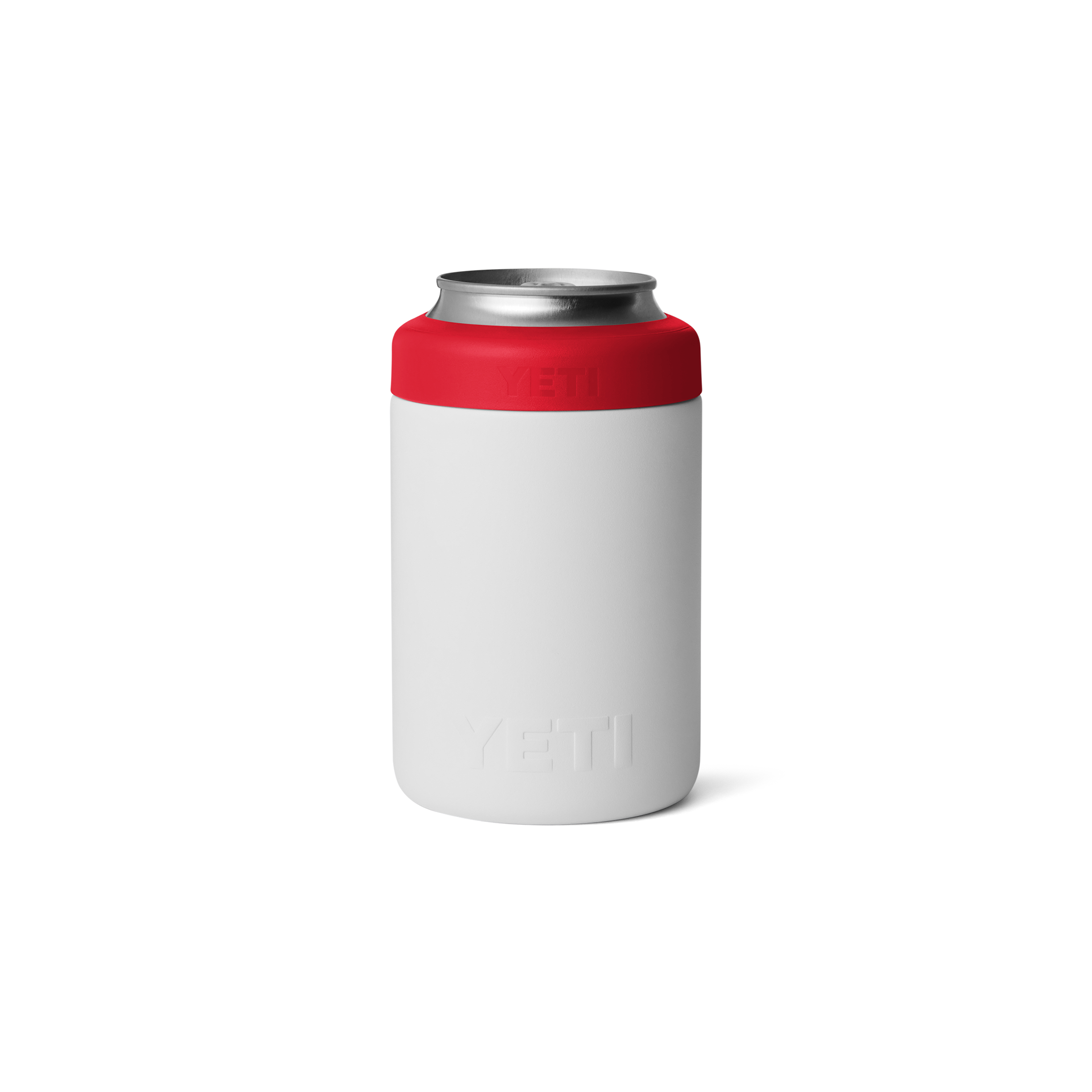 White can cooler with red top on a white background