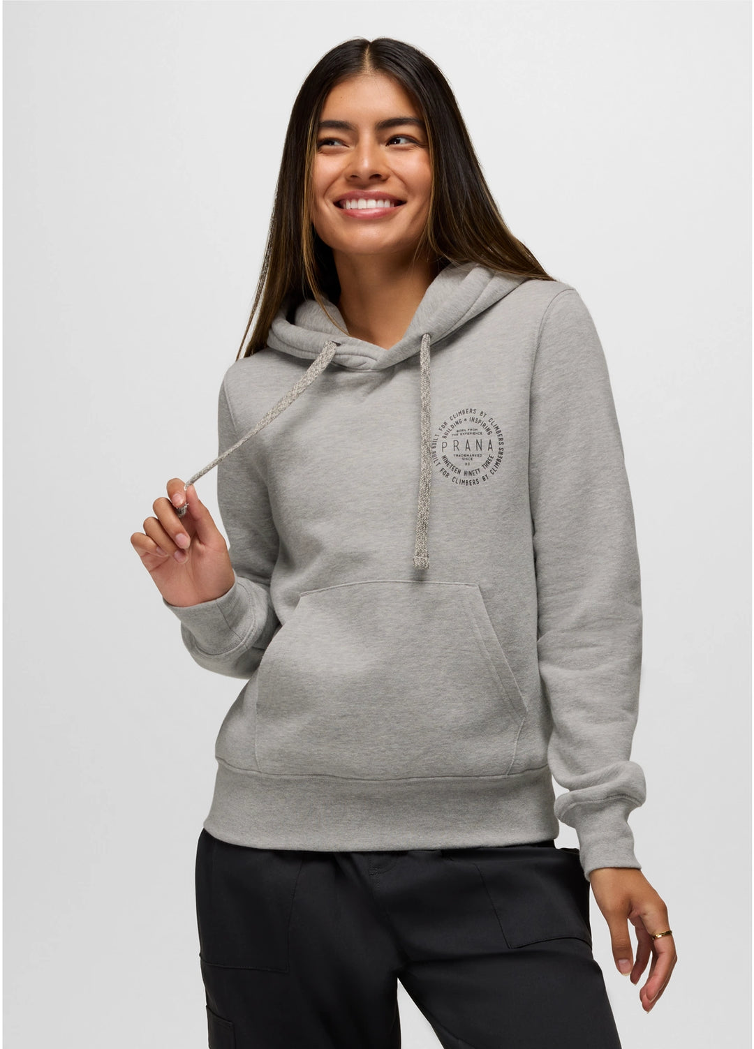 Prana Women's Everyday Graphic Hoodie | Heather Grey Simple Story