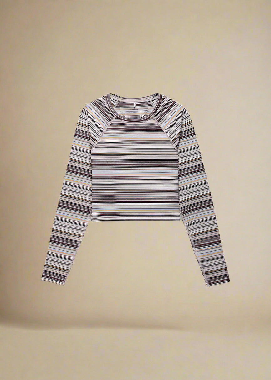prAna Heavana Long Sleeve | Almond Microstripe