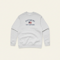 A light gray crewneck sweatshirt with a 'Pittsburg New Hampshire' graphic printed on the chest, displayed against a solid white background.