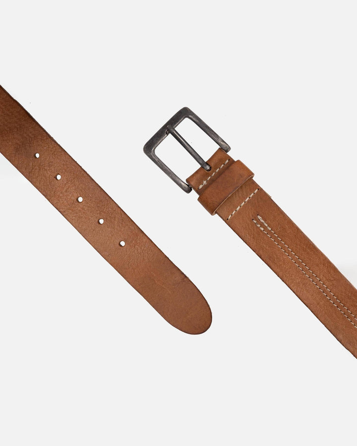 Aren | Men’s Handcrafted Leather Belt with Center Stitch | Camel