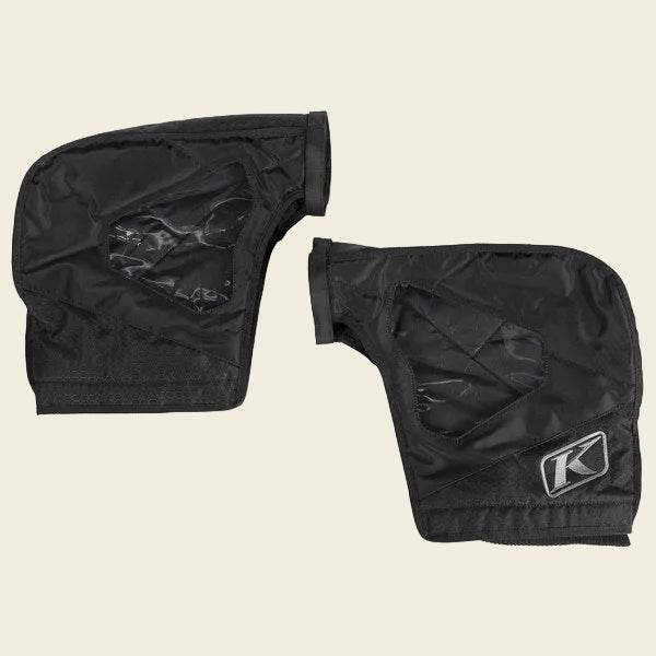 Pair of black knee pads on a white background