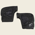 Pair of black knee pads on a white background