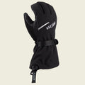 Black glove with a brand logo on a white background